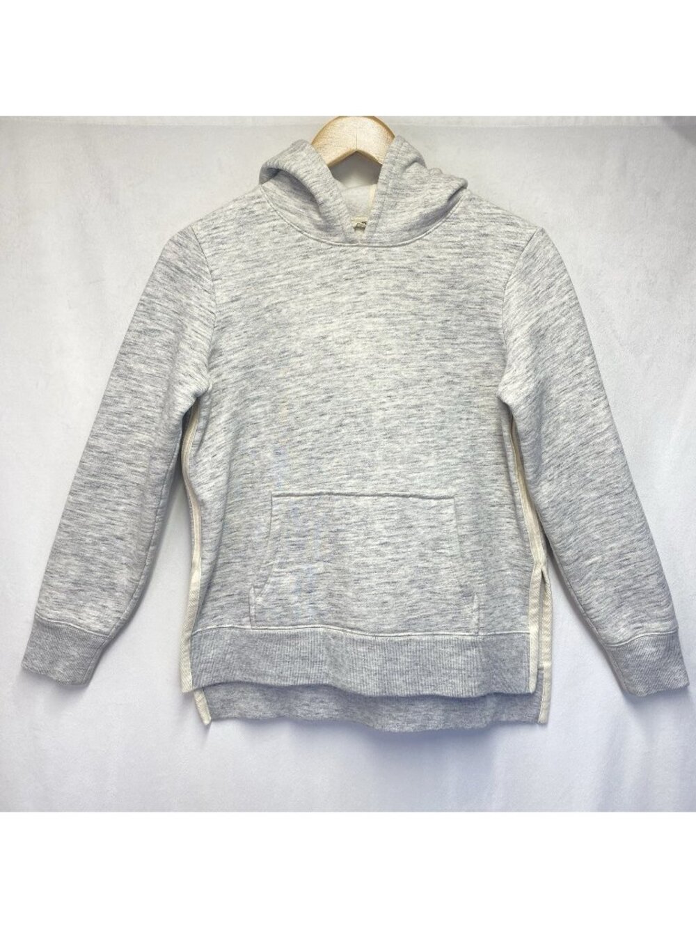 Madewell Side Slit Hoodie Sweatshirt Women Size XS Heather Gray Kangaroo Pocket